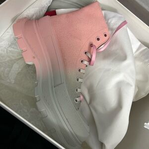 Alexander McQueen Pink and White Platform Sneakers